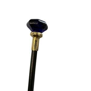 Vintage Bridges Cobalt Blue Glass Knob Black Gold Cane GS